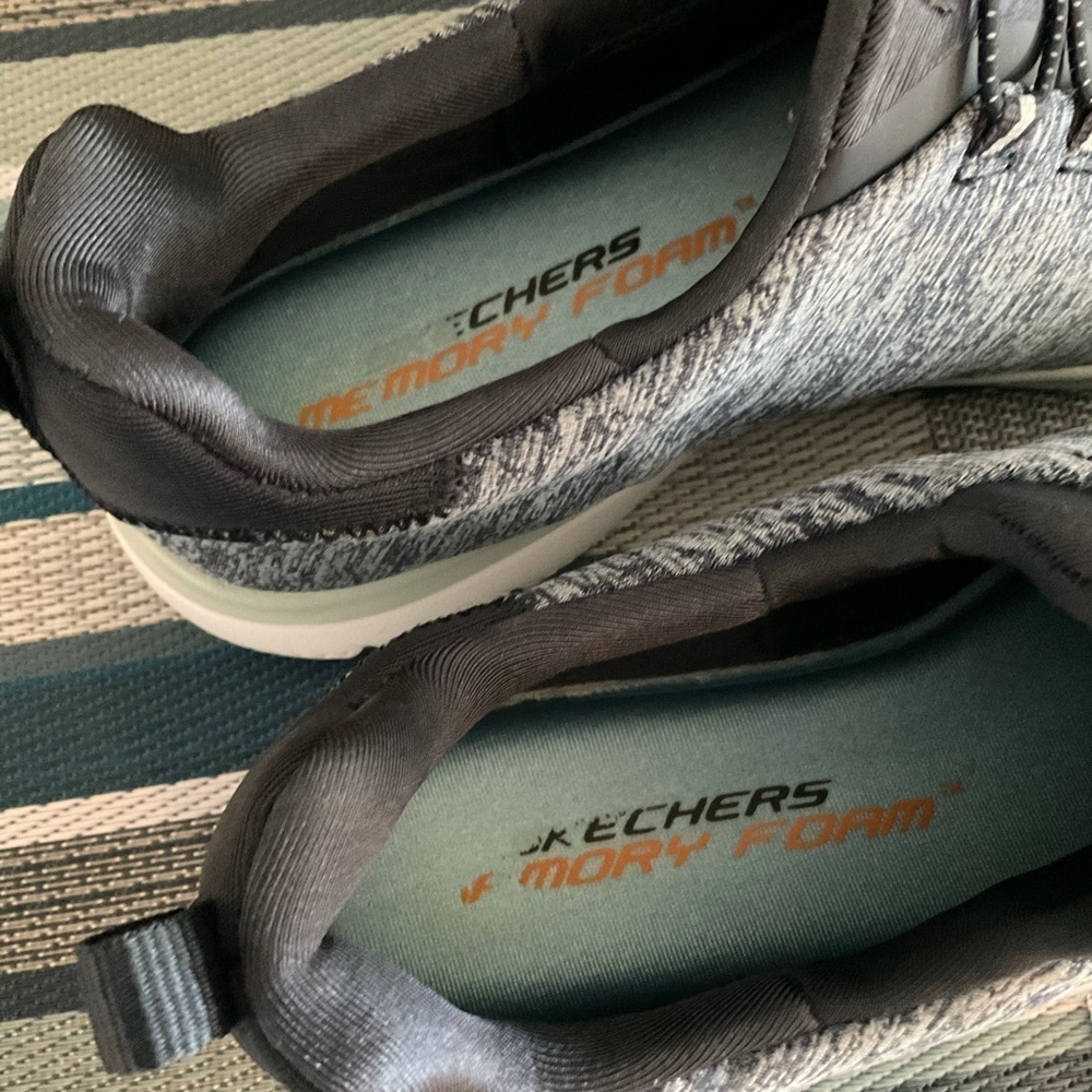 Skechers Navy and Light Blue Fabric Slip On shoes - Picture 6 of 6